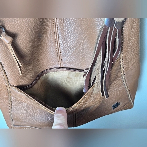 The Sak Brown Leather Tassle Crossbody Bag Purse - Picture 5 of 6